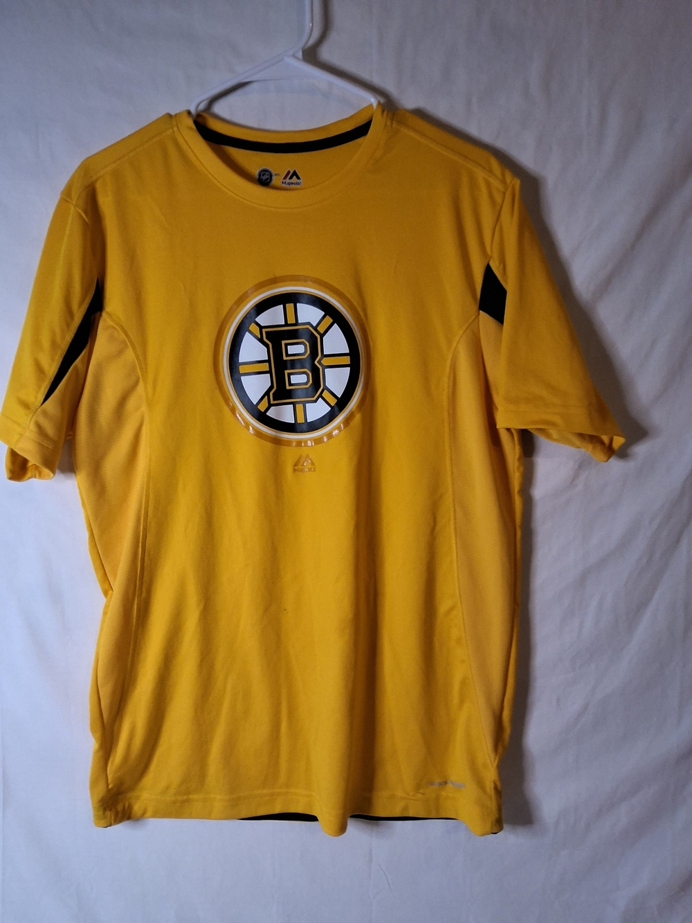 Majestic Boston Bruins Gold Short Sleeve Tee with Black Logo Accents